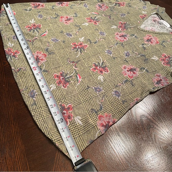 NWOT Ces Femme Yellow Plaid Floral Top | Size Large - Picture 7 of 13